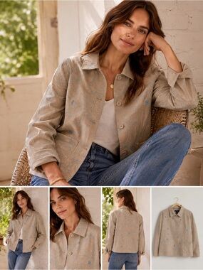 Vintage Barn Jacket with Blue Embroidery 1X